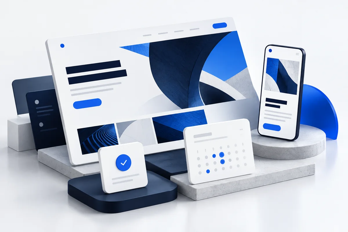 Branded campaign composition of website design, mobile experience and connected digital products
